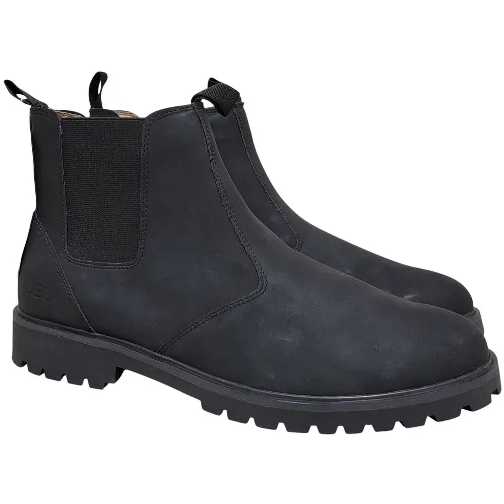 JBU Men Kai Water Resistant Chelsea Ankle Boots Size US 13M Black Faux Leather